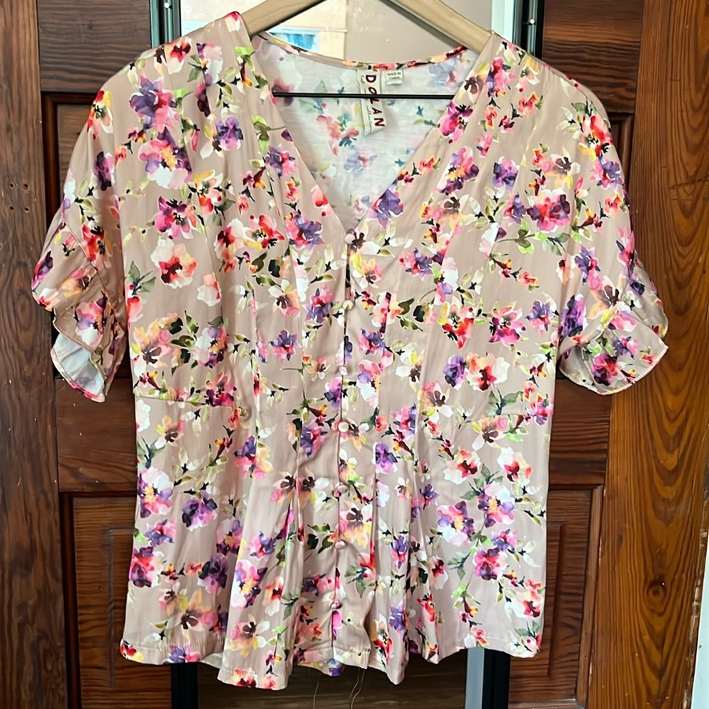 DOLAN Floral Print Short-Sleeve Top size XS